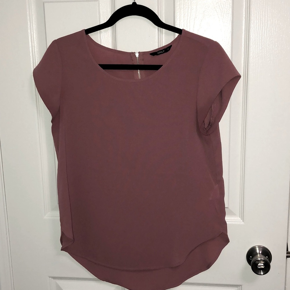 ONLY mauve shirt sleeve blouse zipper back size s